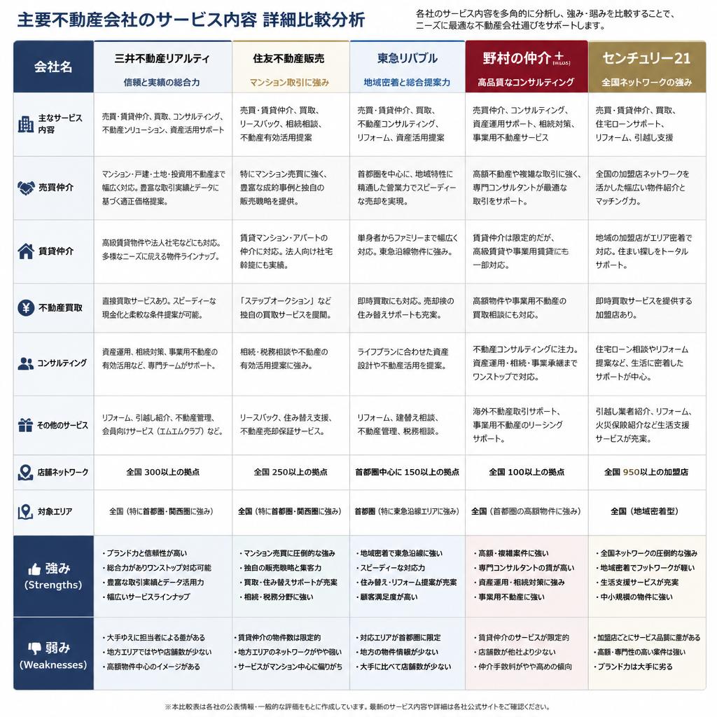 4. 各会社の強み・弱みを比較